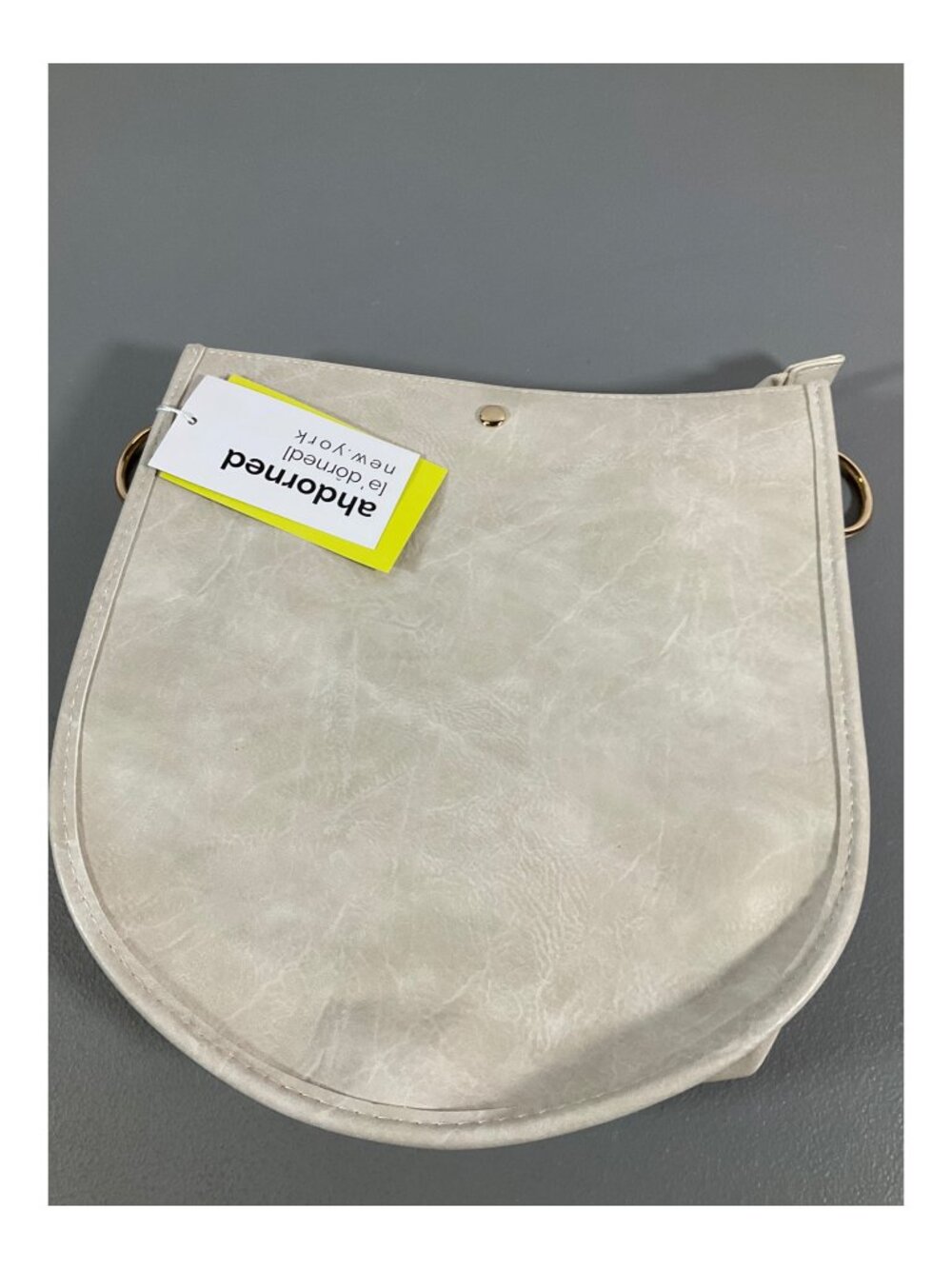 Ahdorned Cream U-Shaped Messenger Bag with Dual Straps and Pouch, Unisex, Gold-T